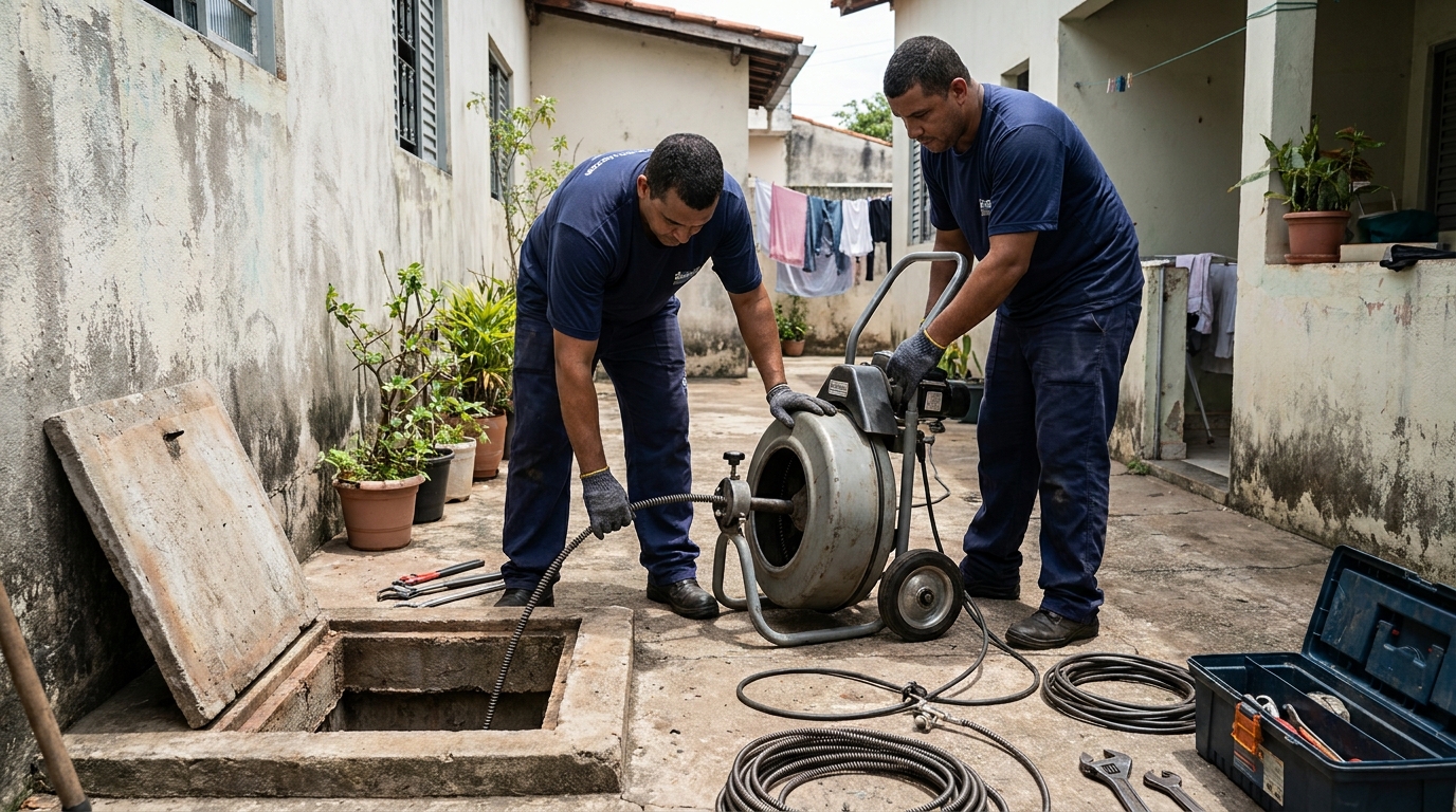 Desentupimento de Coluna Sanitária no Parque Marabá, Taboão da Serra‑SP